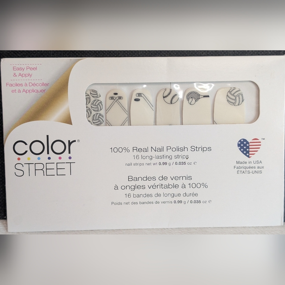 Color Street - Sports themed Black and Cream Nail Art Strips